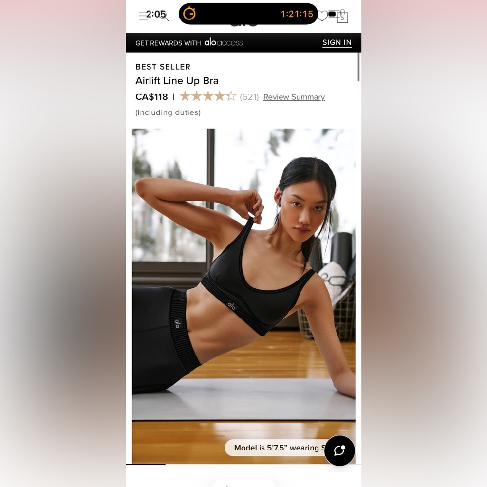 ALO Yoga Airlift Line Up Bra - worn once for a Pilates photoshoot.